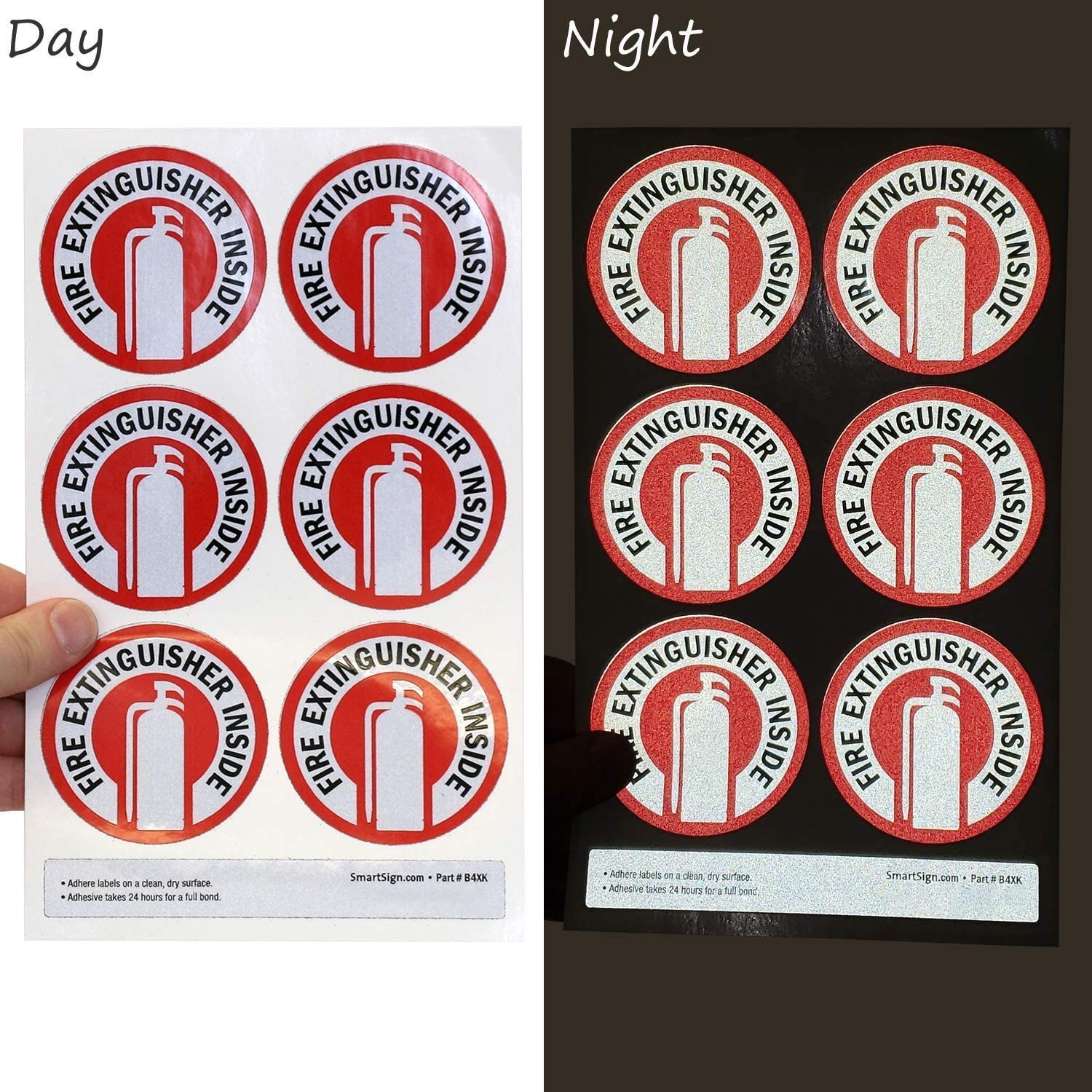 6 Engineer Grade Fire Extinguisher Stickers | Reflective 2.75″ Labels