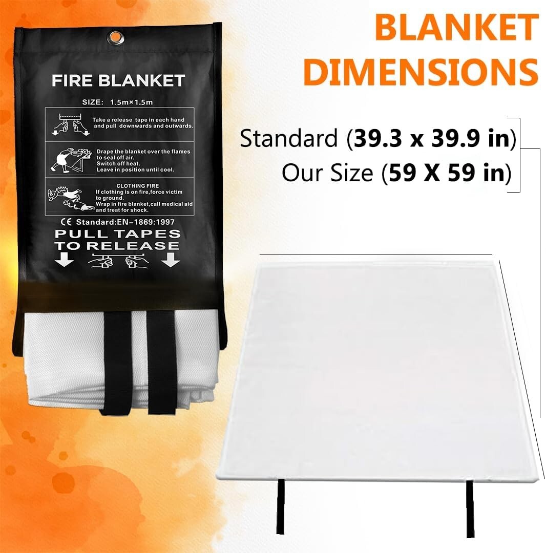 Safecastle Fire Blanket Emergency Survival Kit 2 Pack Size 59″x59″ Safety Kit ✅