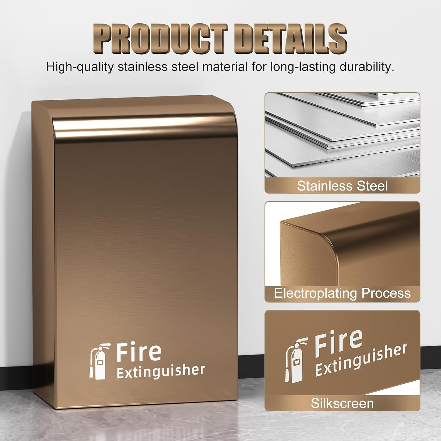 Fire Extinguisher Stainless Steel Cabinet Floor Standing (Rose) | Fire Extinguis