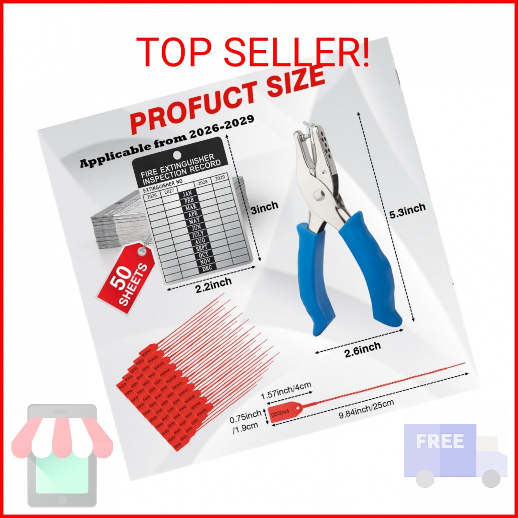 50 Sets 2026–2029 Fire Extinguisher Tags Aluminum Metal Inspection Record Tags 2