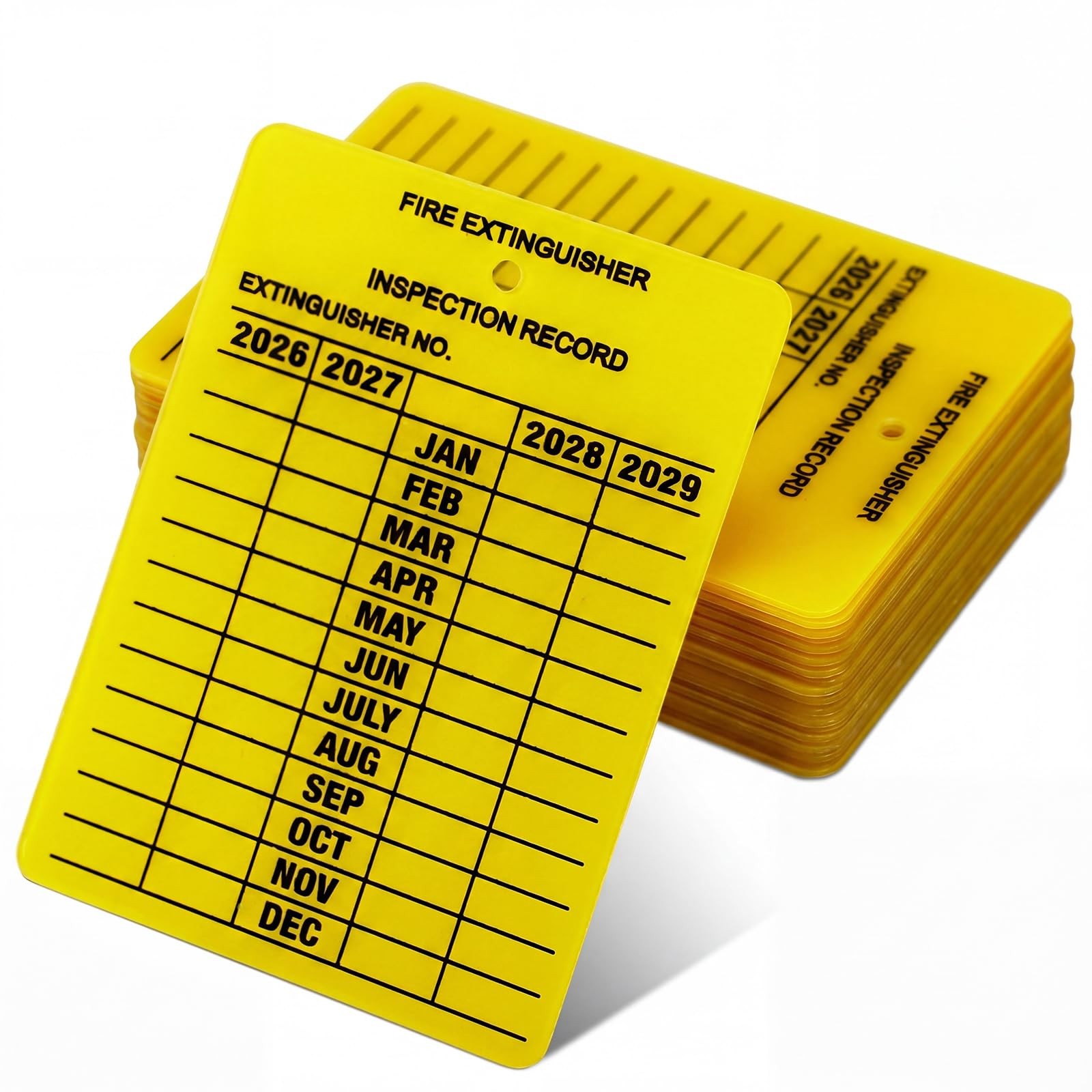 25 Pack Fire Extinguisher Tags Monthly Inspection Yellow Plastic 20262029 Dur…