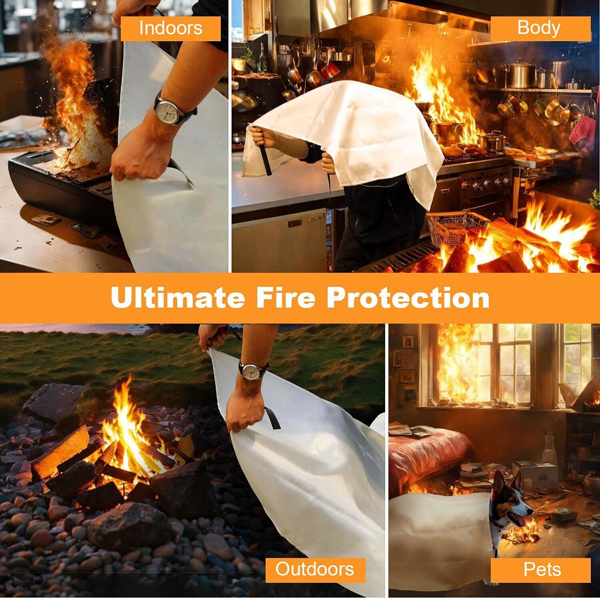 2-10PCS FIRE BLANKET Fiberglass Hero Emergency Home Retardant Prepared 39”x39”