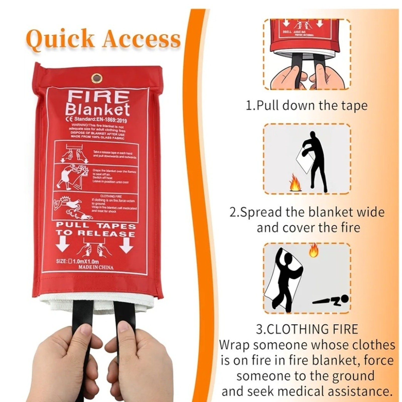 Fire Suppression Blanket For Home Kitchen Office Car Caravan Emergency Safety