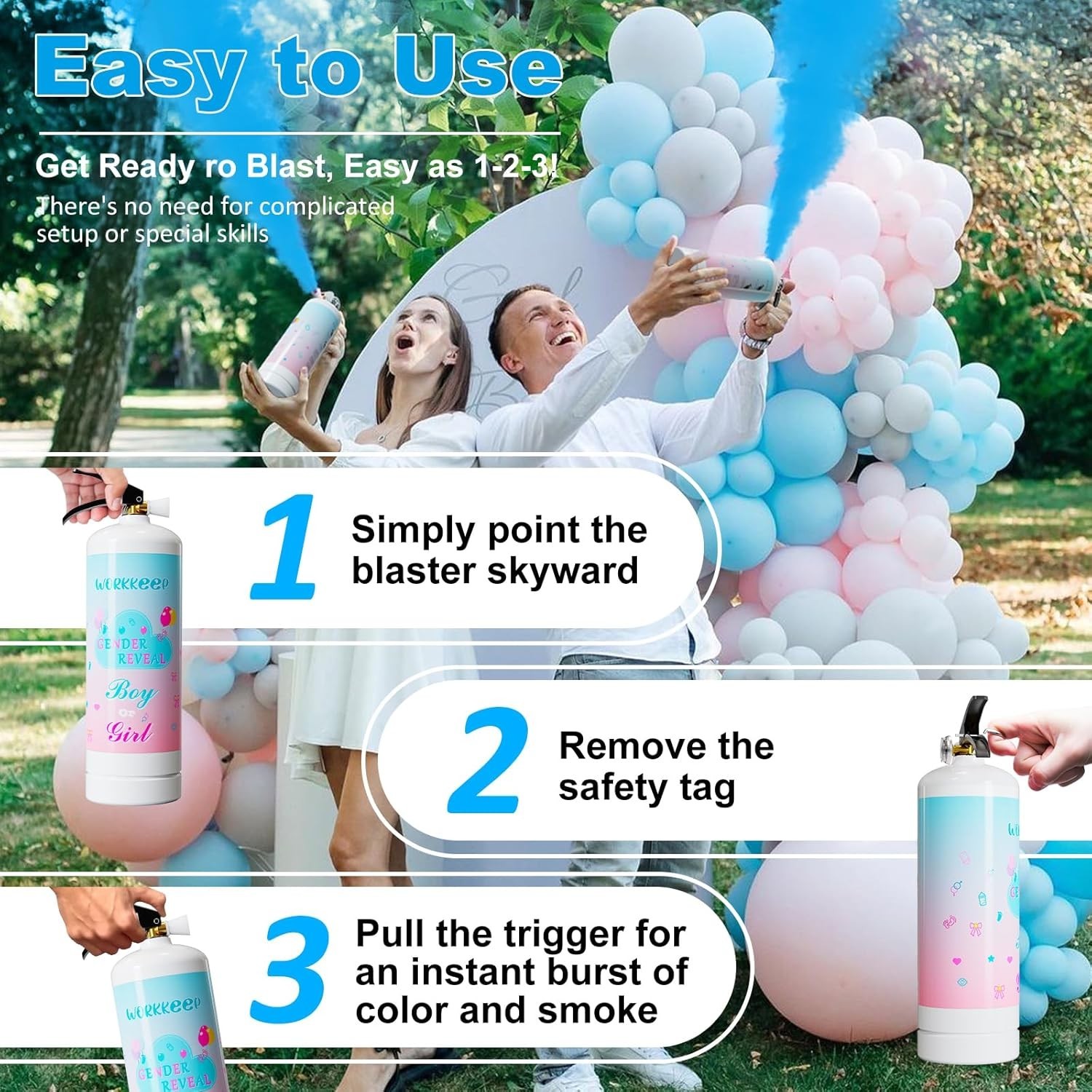 Eco-Friendly Giant Gender Reveal Fire Extinguisher Set – 20 Feet Blue Burst