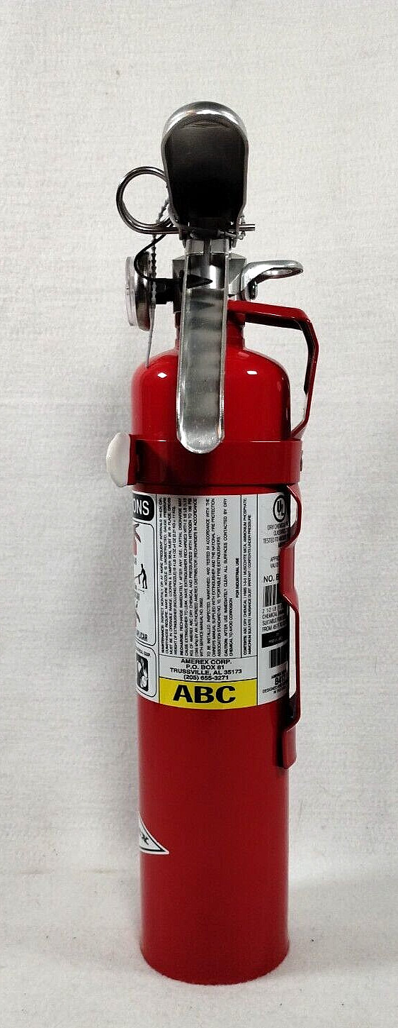 AMEREX B417T Fire Extinguisher, Class ABC 2.5 LB (AL VLV with Marine Bracket)