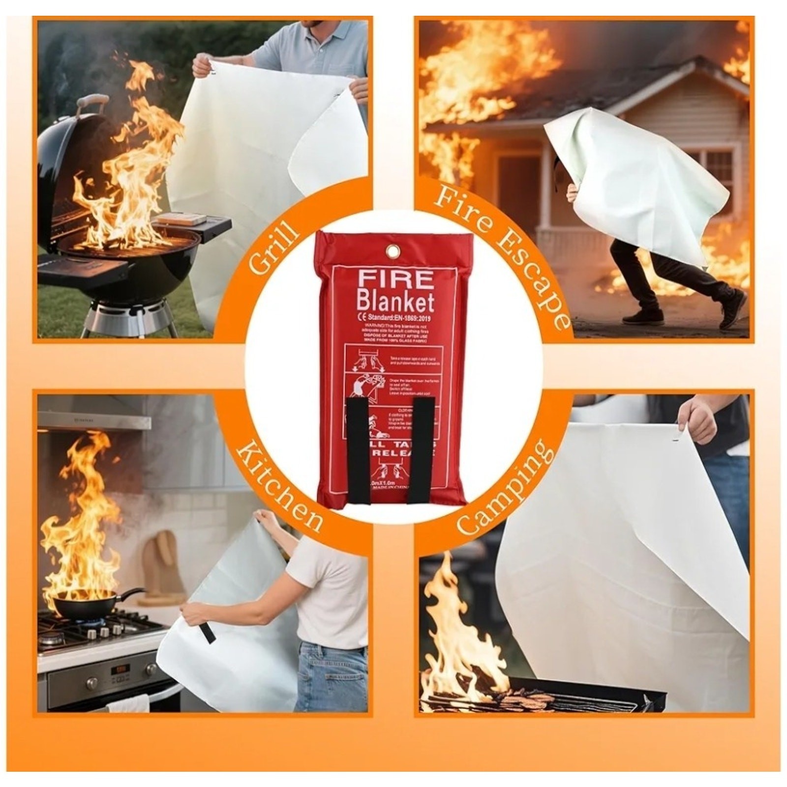 Fire Suppression Blanket For Home Kitchen Office Car Caravan Emergency Safety