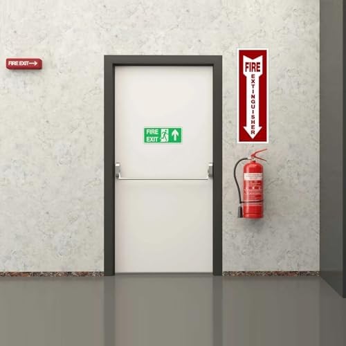Fire Extinguisher Signs,Safety Sign Sticker glow in the dark 12 Pack 4″ X 12″ Du
