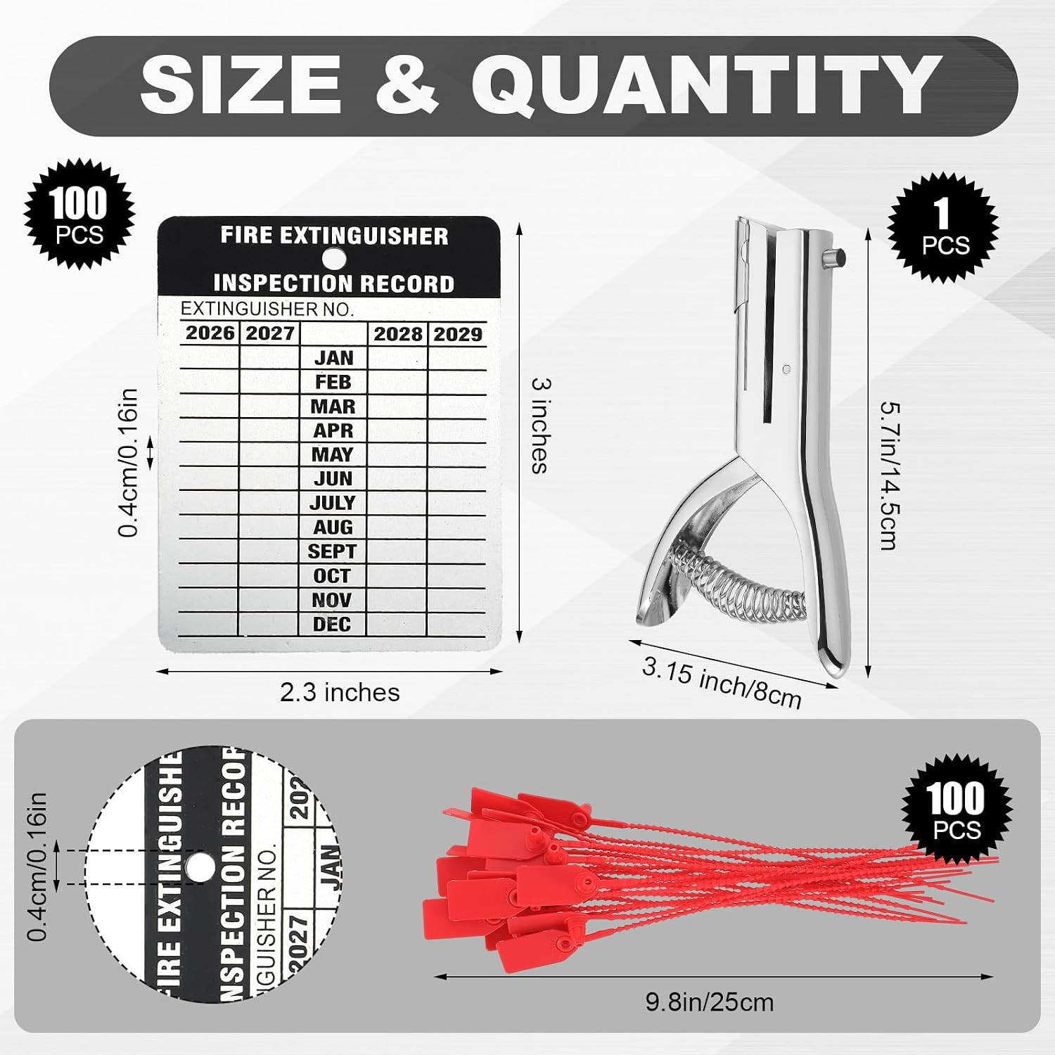 100 Set Fire Extinguisher Tag Bulk 2026-2029 Monthly Aluminum Metal Fire Extingu