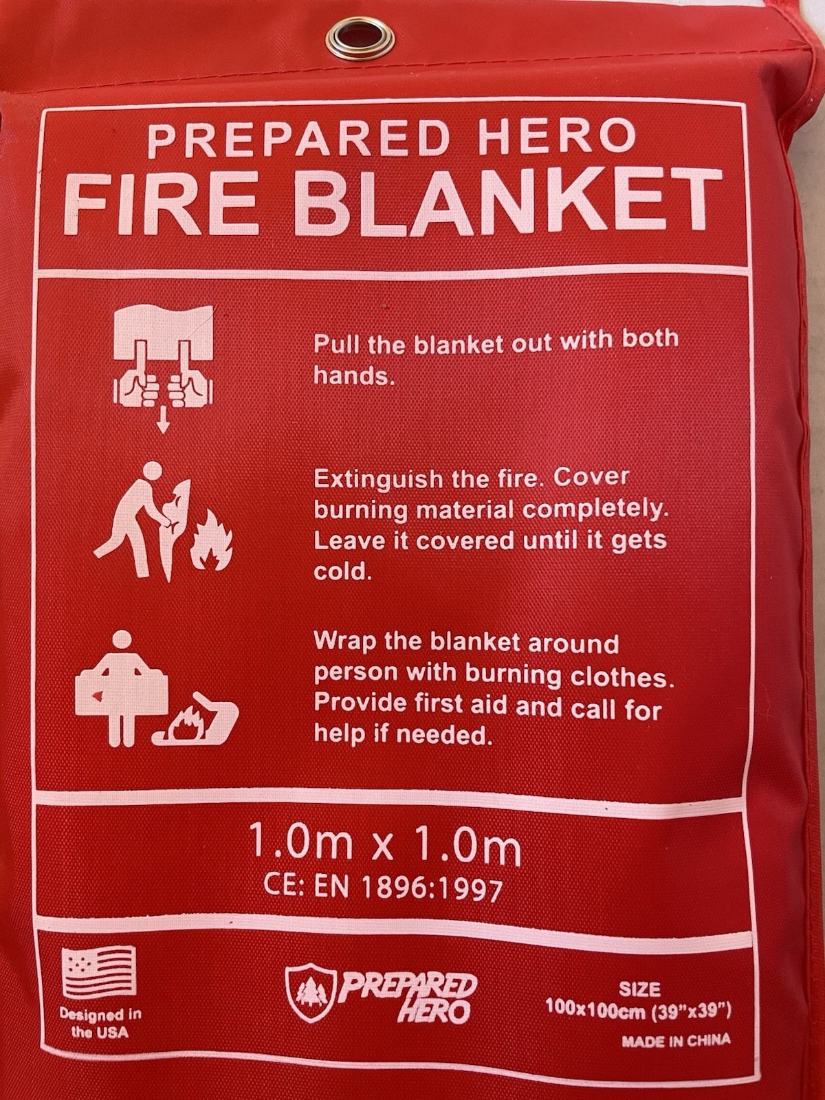 PREPARED HERO Fire Blanket 39″×39″ Fiberglass Home Emergency Safety (2 Pack) NEW
