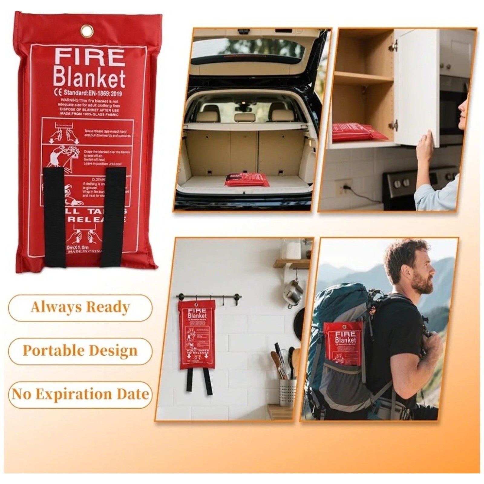 Fire Suppression Blanket For Home Kitchen Office Car Caravan Emergency Safety