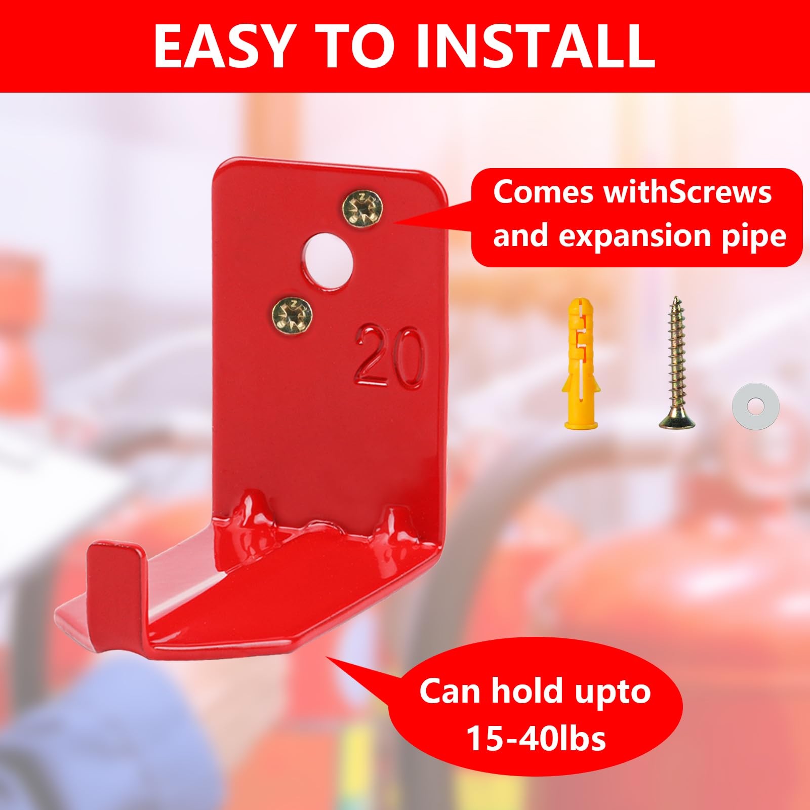 4 PCS Universal Fire Extinguisher Wall Mount Bracket Hook Fits 15/20 Lb