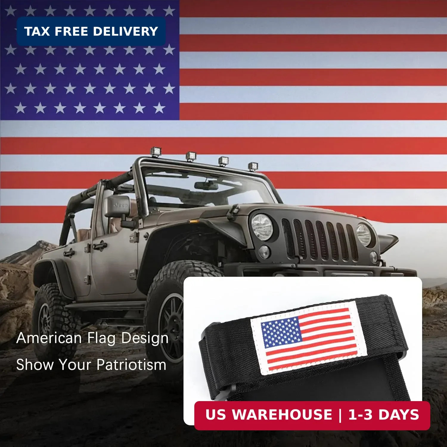 OFBAND Roll Bar Car Fire Extinguisher Mount with American Flag,Fire Extinguisher