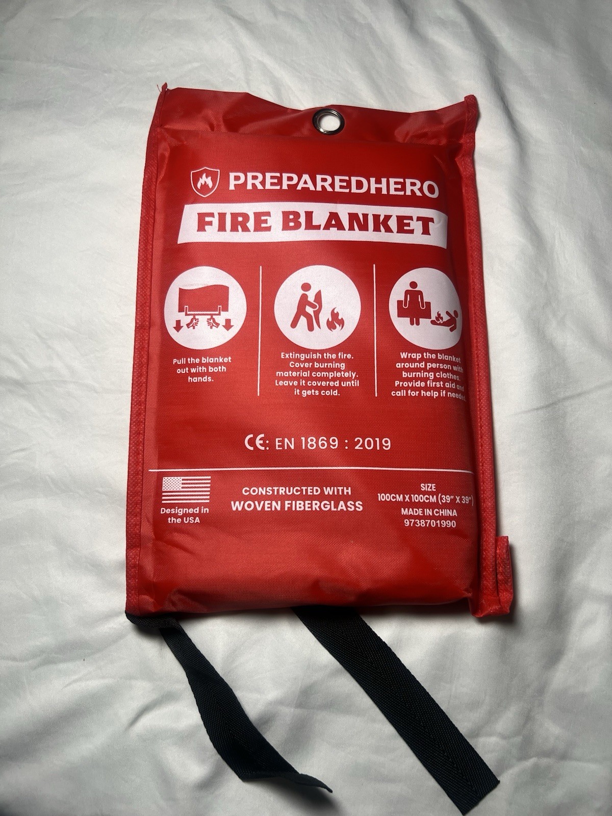 NEW Prepared Hero Fire Blanket 39″×39″ Fiberglass Home Emergency Safety Blanket