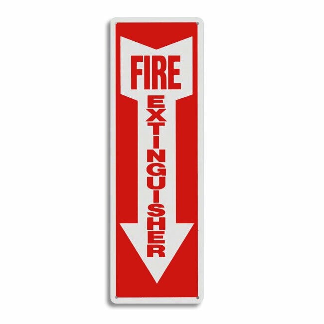 10 Lot Fire Extinguisher Sign Rigid Plastic Arrow Signage 4″x12″