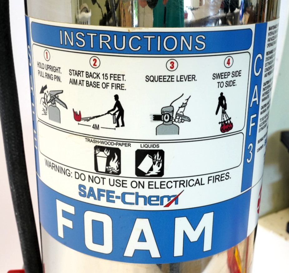 Safe Eco-Caf3 compressed air Safe-Chem Foam 3 gal fire extinguisher St. steel