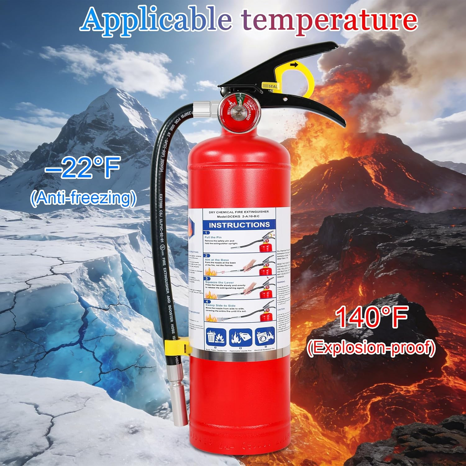 ABC Dry Chemical Fire Extinguishers, 5 lb 2a10bc Fire Extinguisher for Home, Bus