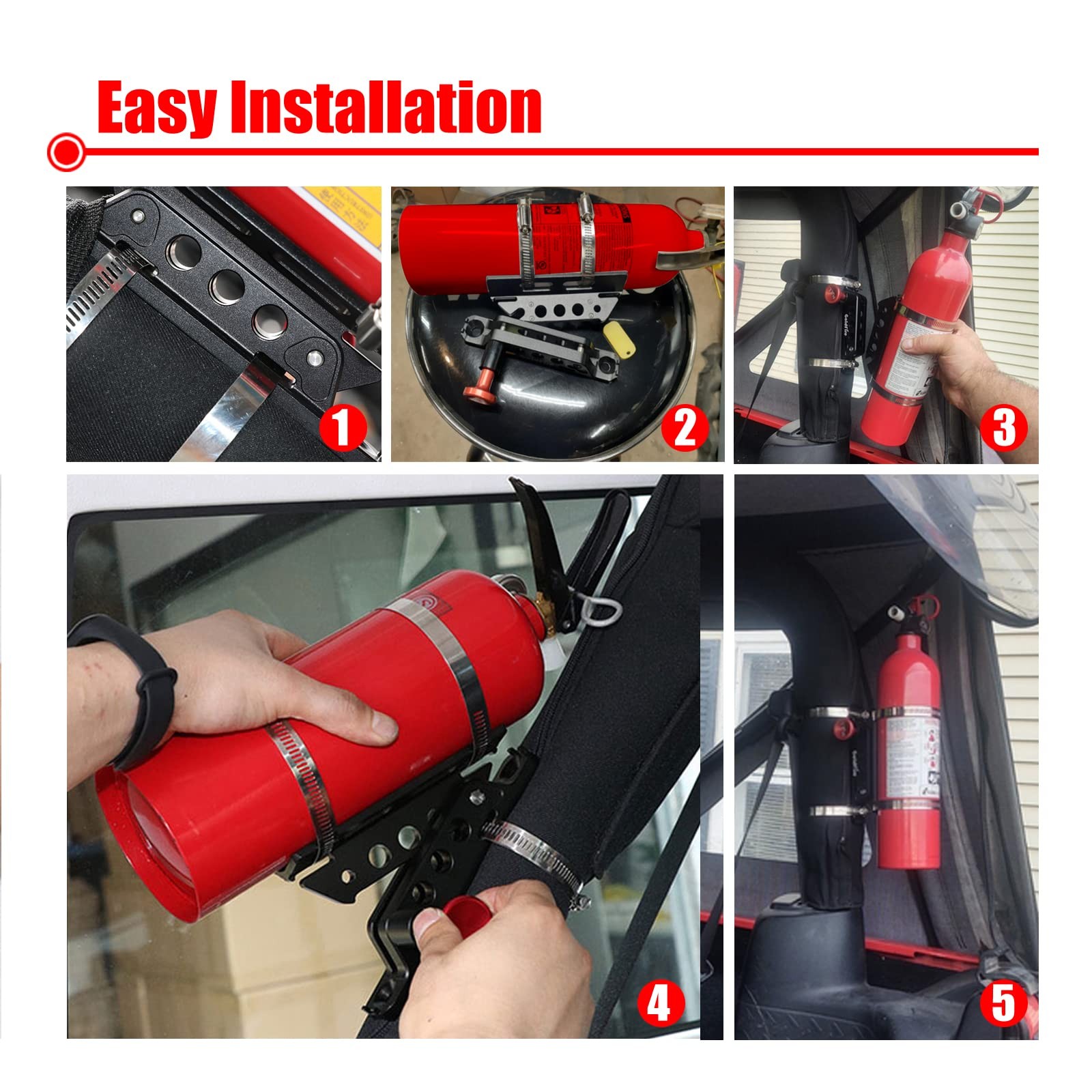 Universal Vehicle Adjustable Quick Release Roll Bar Fire Extinguisher Mount H…