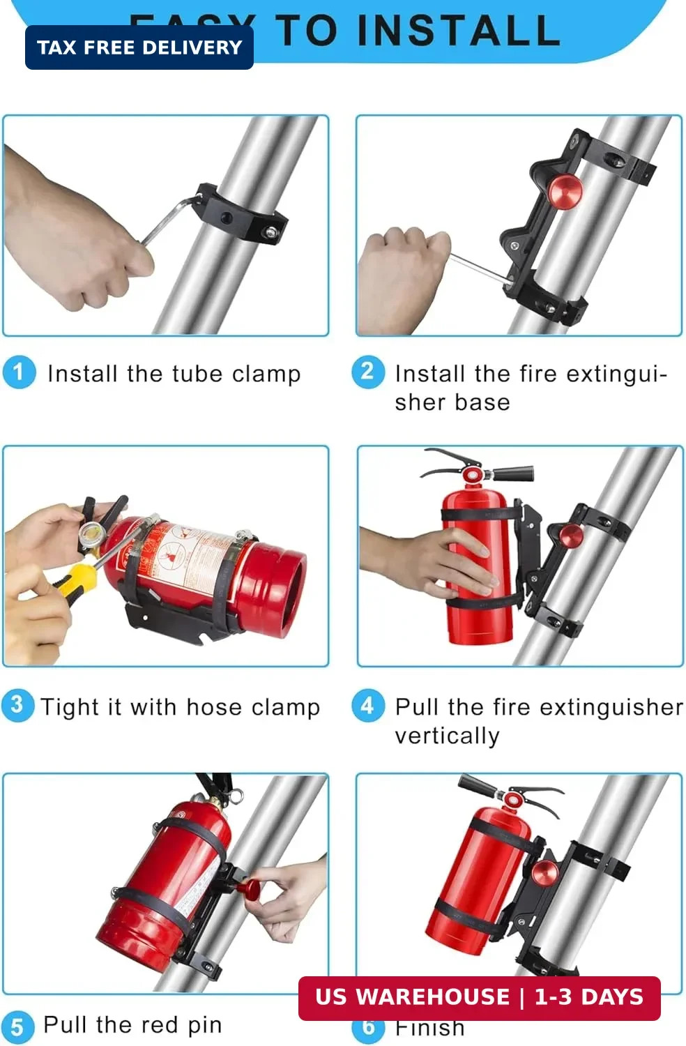 Fire Extinguisher Mount Bracket, Aluminum UTV Quick Release Fire Extinguisher Mo