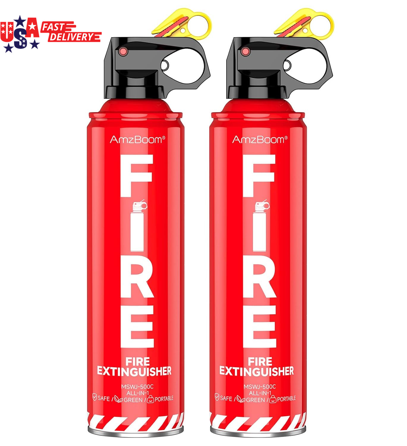 2-Pack Fire Extinguisher for Home, Kitchen, Car, and Grill with Mounting Bracket