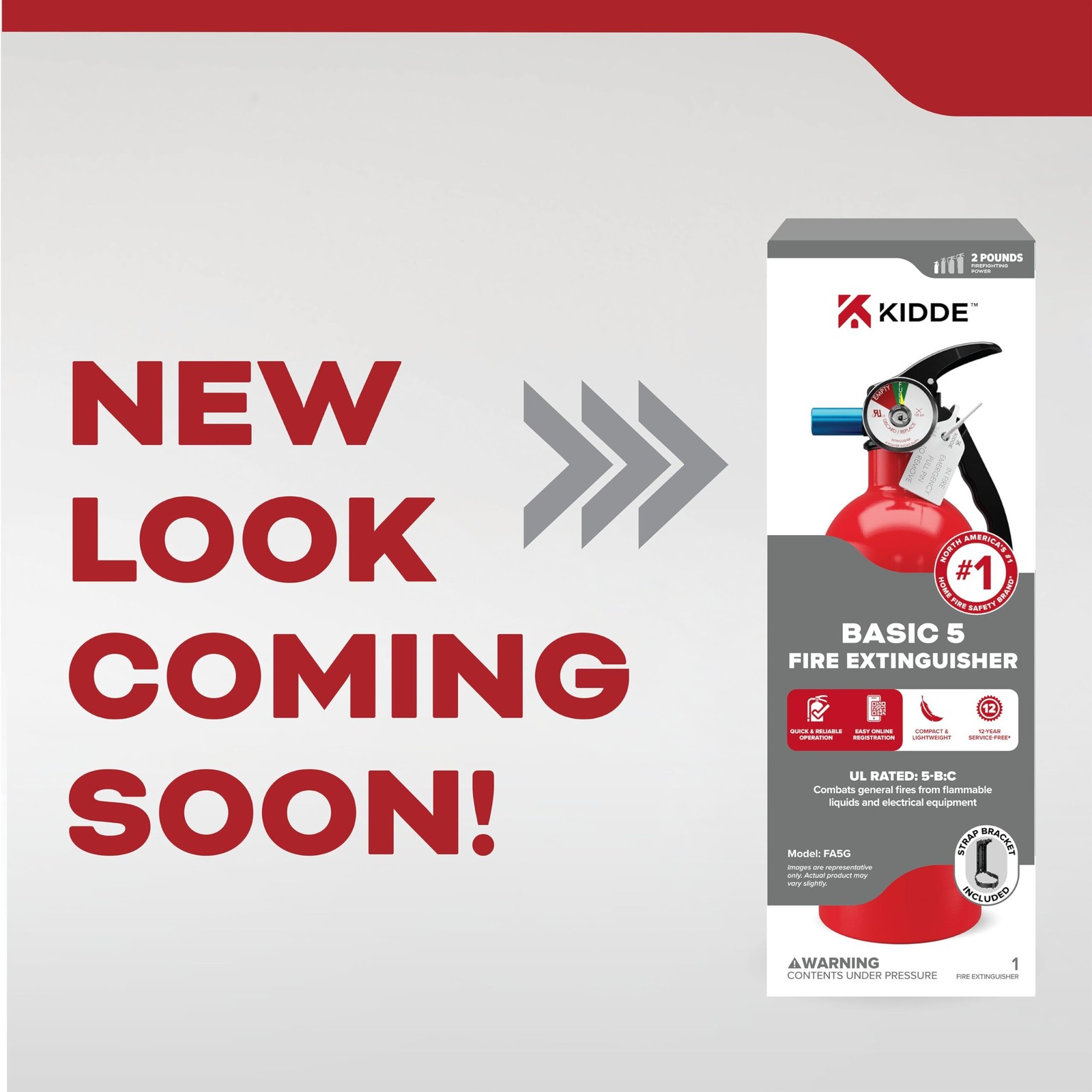 Kidde Basic 5 Fire Extinguisher for Home 5 B C FA5G Residential Fire