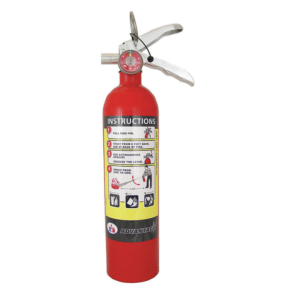 BADGER ADV-250 Fire Extinguisher,Aluminum,Red,ABC 36MA20