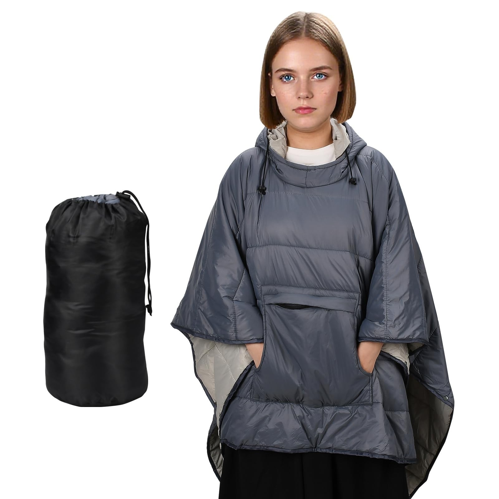 Outdoor Camping Blanket, 79” x 54” Winter Poncho Coat Warmth Small Quilt Bl…