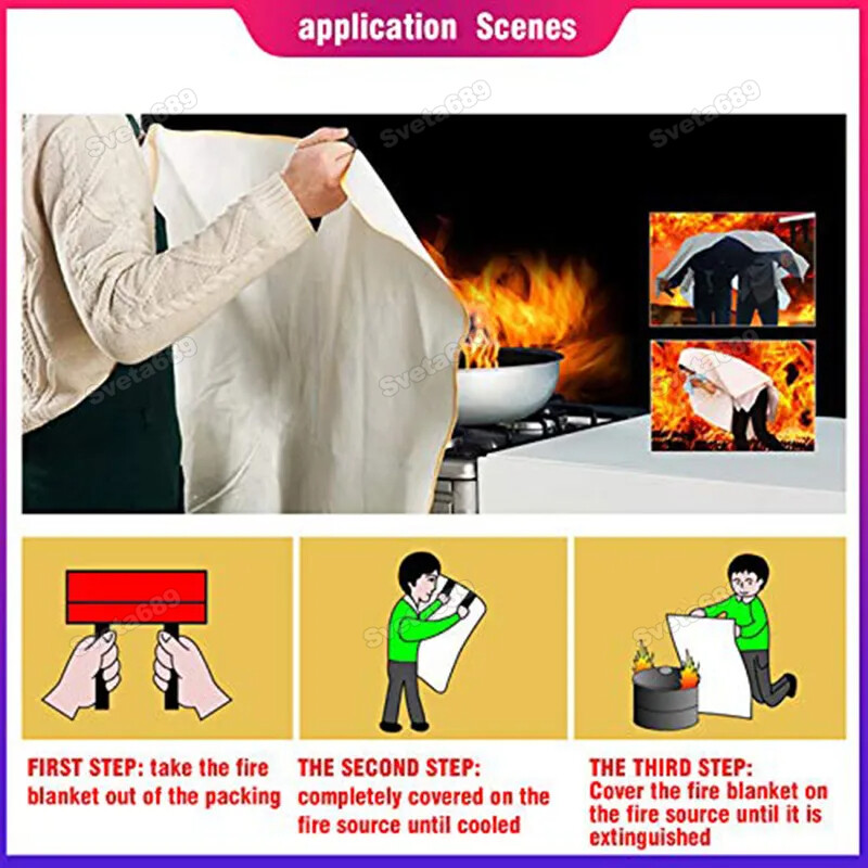 Glass Fiber Fire Blanket Fire Emergency Essential Escape Kitchen Fire Blanket