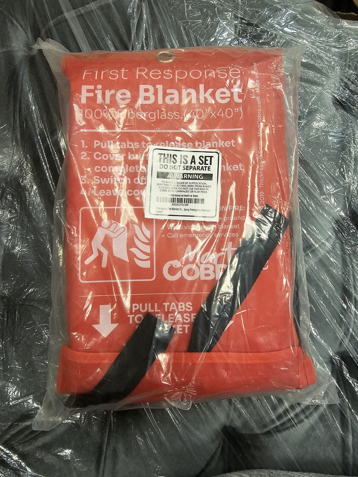 Mart COBRA. 4 PACK FIRST RESPONSE FIRE BLANKET. 100% Fiberglass (40”x40”)