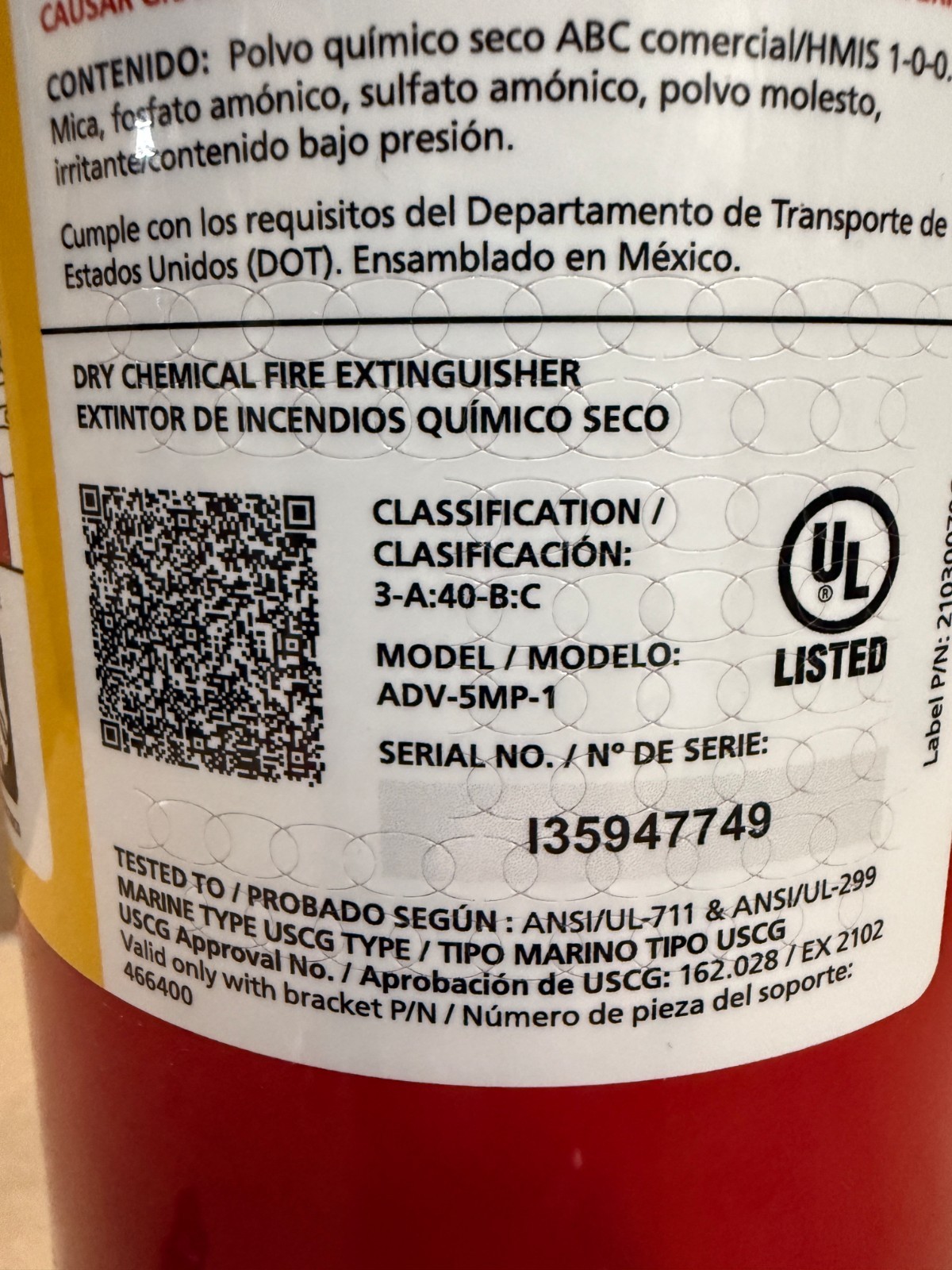 Badger 5lb Dry Chemical 3A:40B:C Fire Extinguisher 21007866 ADV-5MP-1