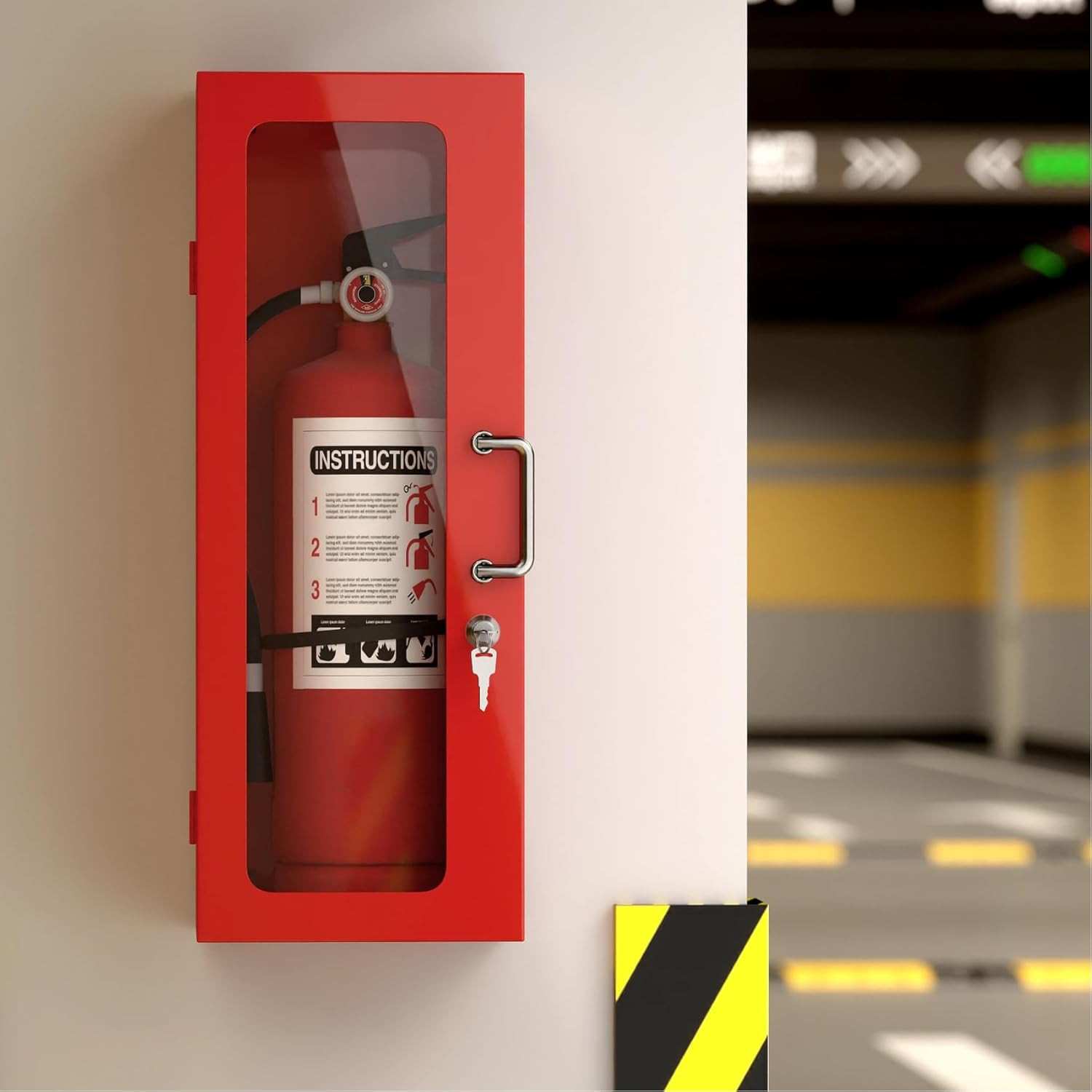 Wall Mount Fire Extinguisher Cabinet for 10LB Fire Extinguisher,24″ H X 9″ W X 6