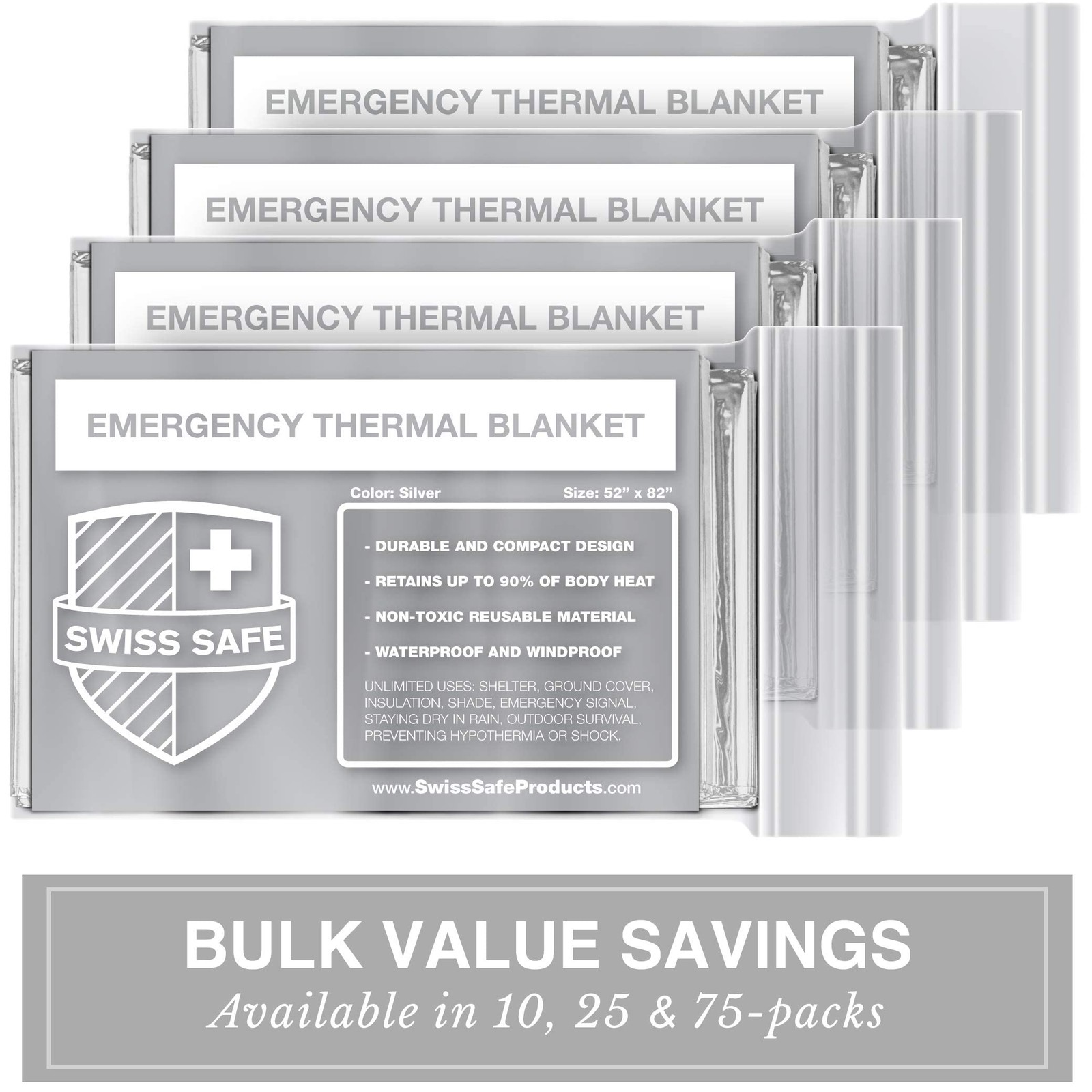 10 Mylar Emergency Blankets – Compact, Insulated for Survival, Camping, First…