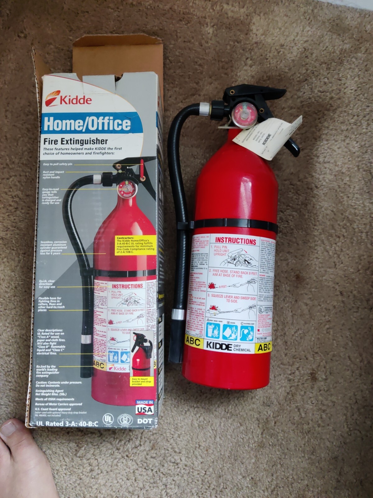 Kidde Fire Extinguisher UL Rated 1-A:10-B:C Model KD82-110ABC Need Recharge