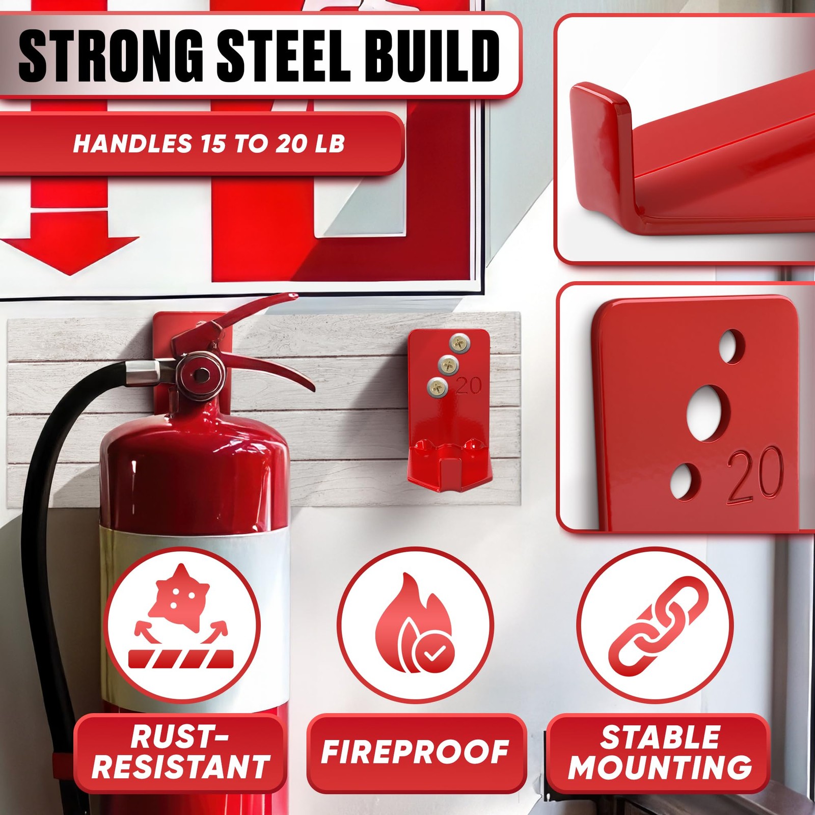 Set of 4 Fire Extinguisher Mount Bracket – 2.36″ × 1.57″ × 2.36″ Fire Extingu…