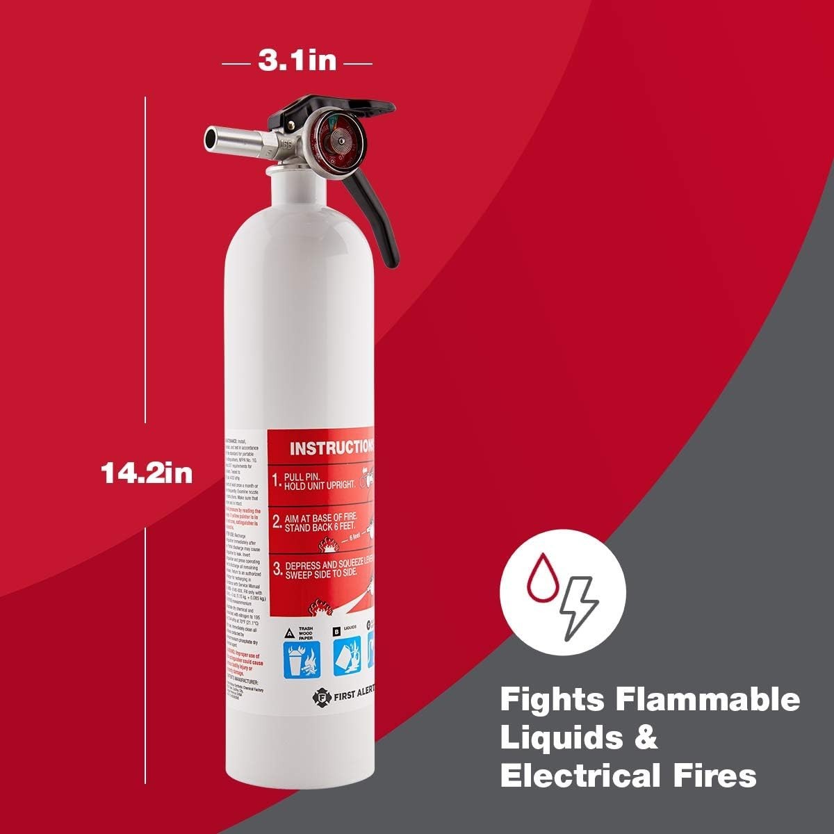 First Alert Fire Extinguisher | Marine Fire Extinguisher, White, FE1A10GR, 1-Pac