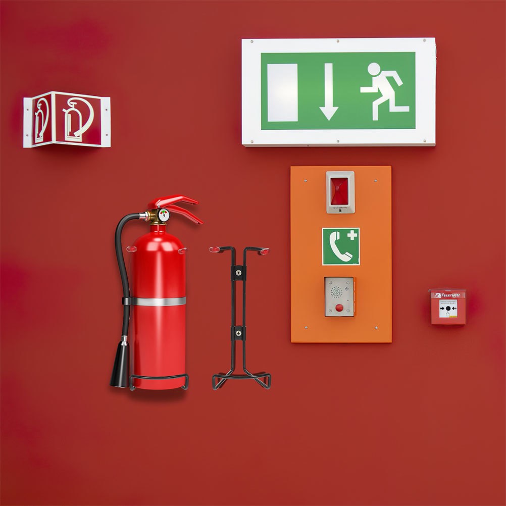 2Pcs Black Steel Fire Extinguisher Mount Brackets Reusable Wall Holder for Home