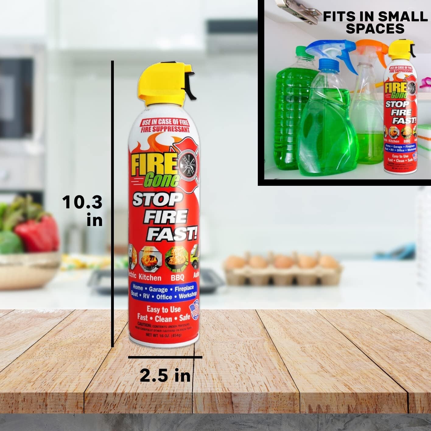 Fire Gone 5-in-1 Compact Fire Extinguisher for Car Grease and Electrical -2 PACK