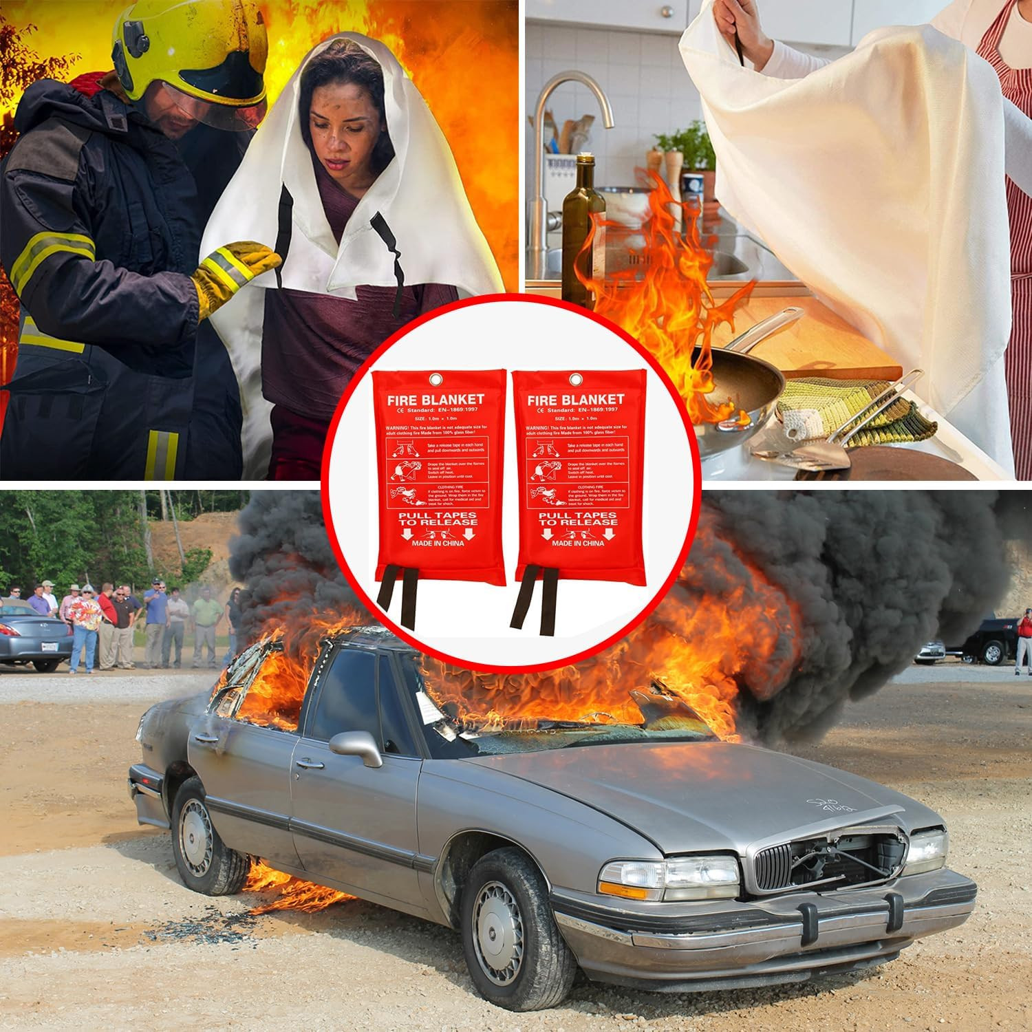 Fire Blanket for Kitchen Home Emergency – Fiberglass Blankets Fire Survival Susp