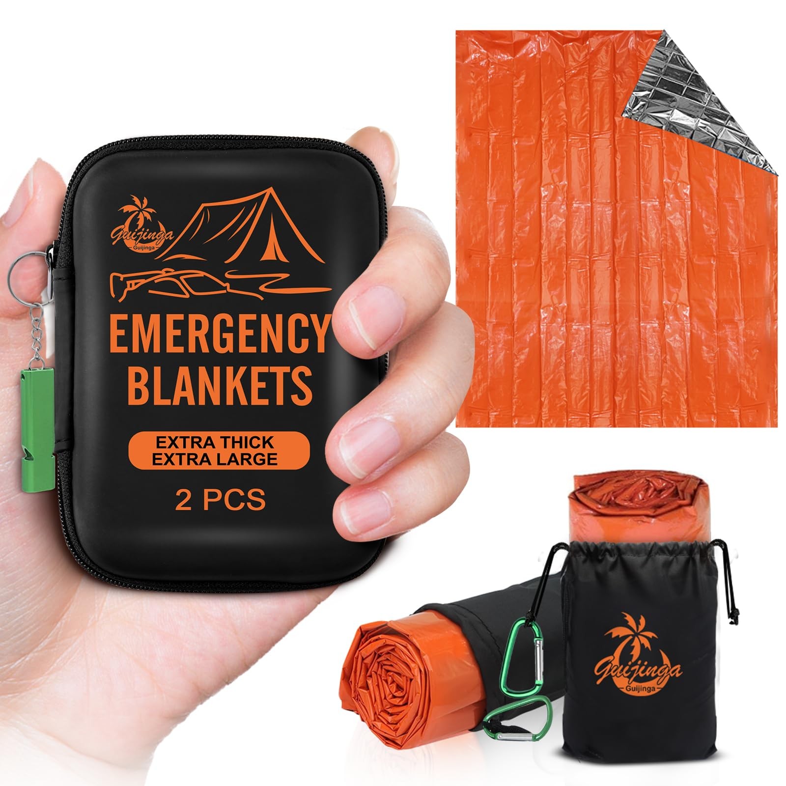 Guijinga Emergency Blankets for Survival, 2Pack/4Pack Space Blankets, Giganti…