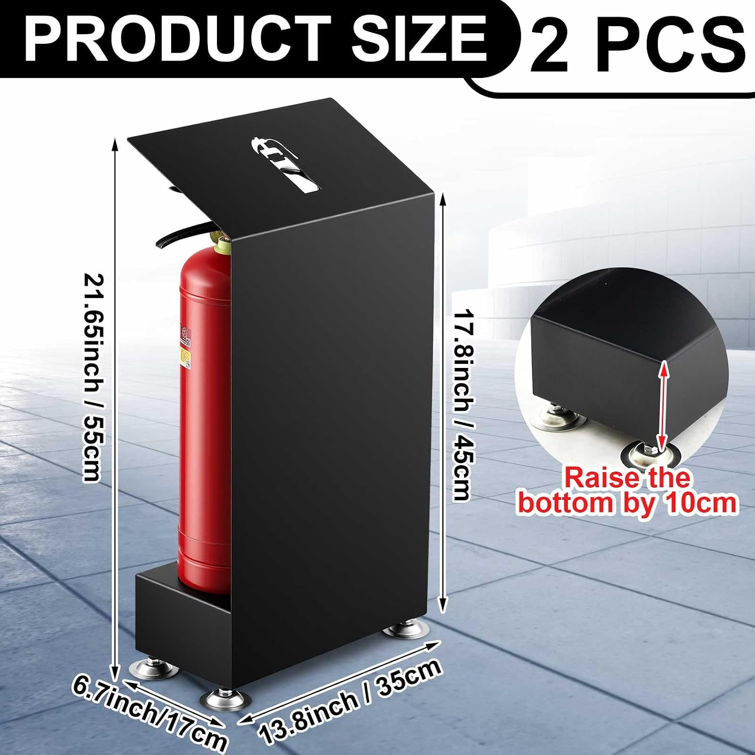 2 Pack Fire Extinguisher Stand Floor Holder for Garage, Office, Warehouse, Heavy