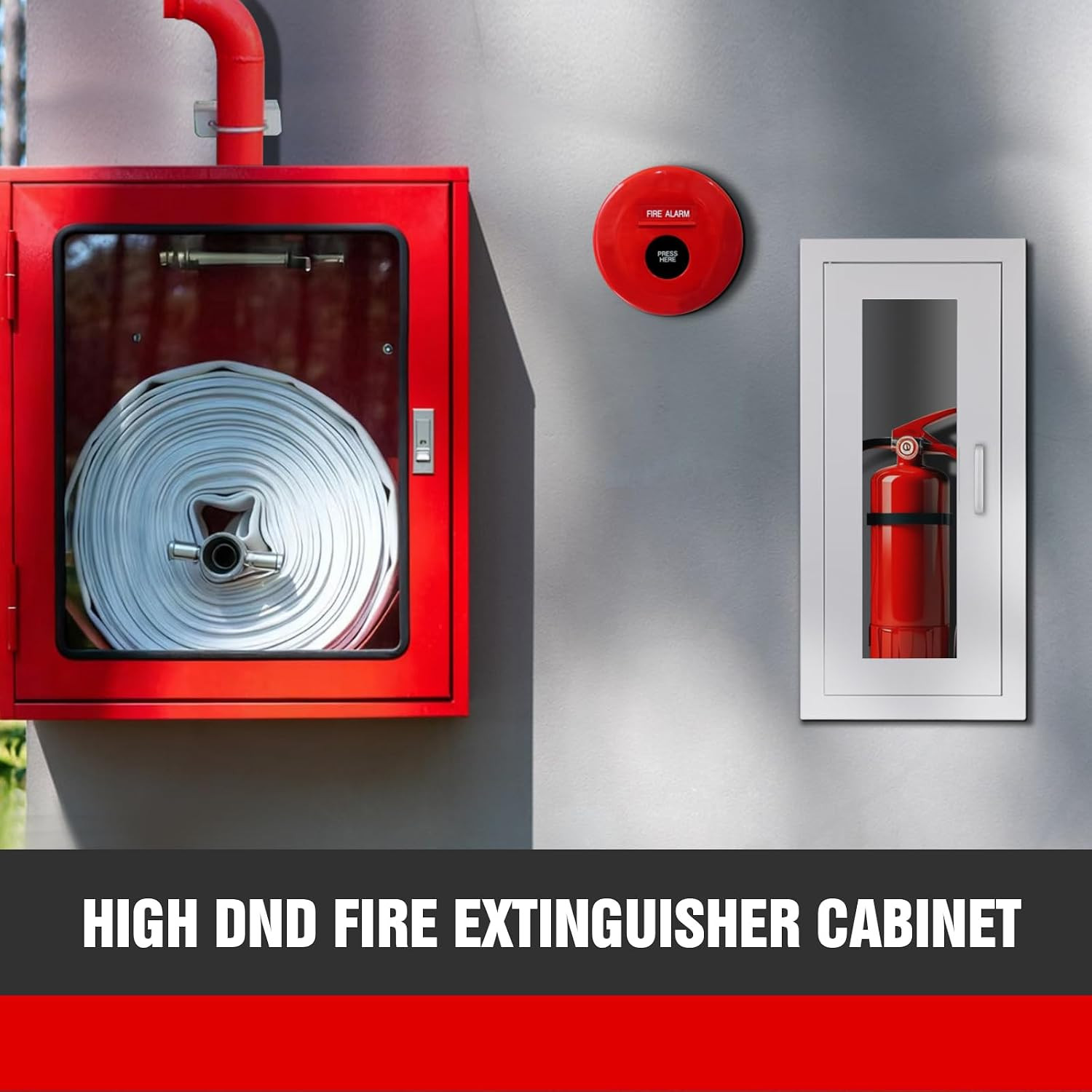 Semi Recessed Fire Extinguisher Cabinet for 5-12 Pounds Extinguisher, White Stee