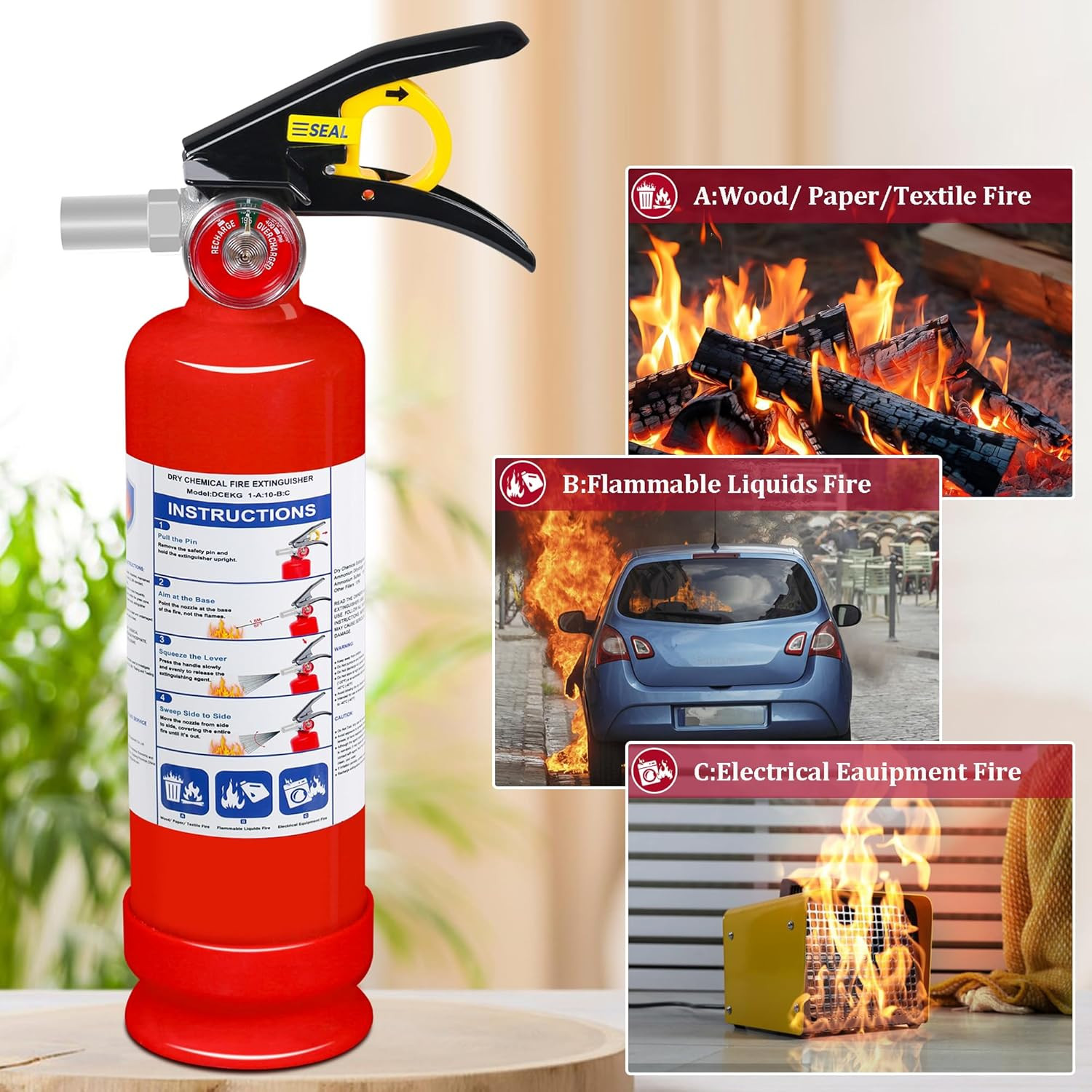 4-Pack ABC Dry Chemical Fire Extinguisher, 2.5 Lb 1A:10B:C Fire Extinguisher for