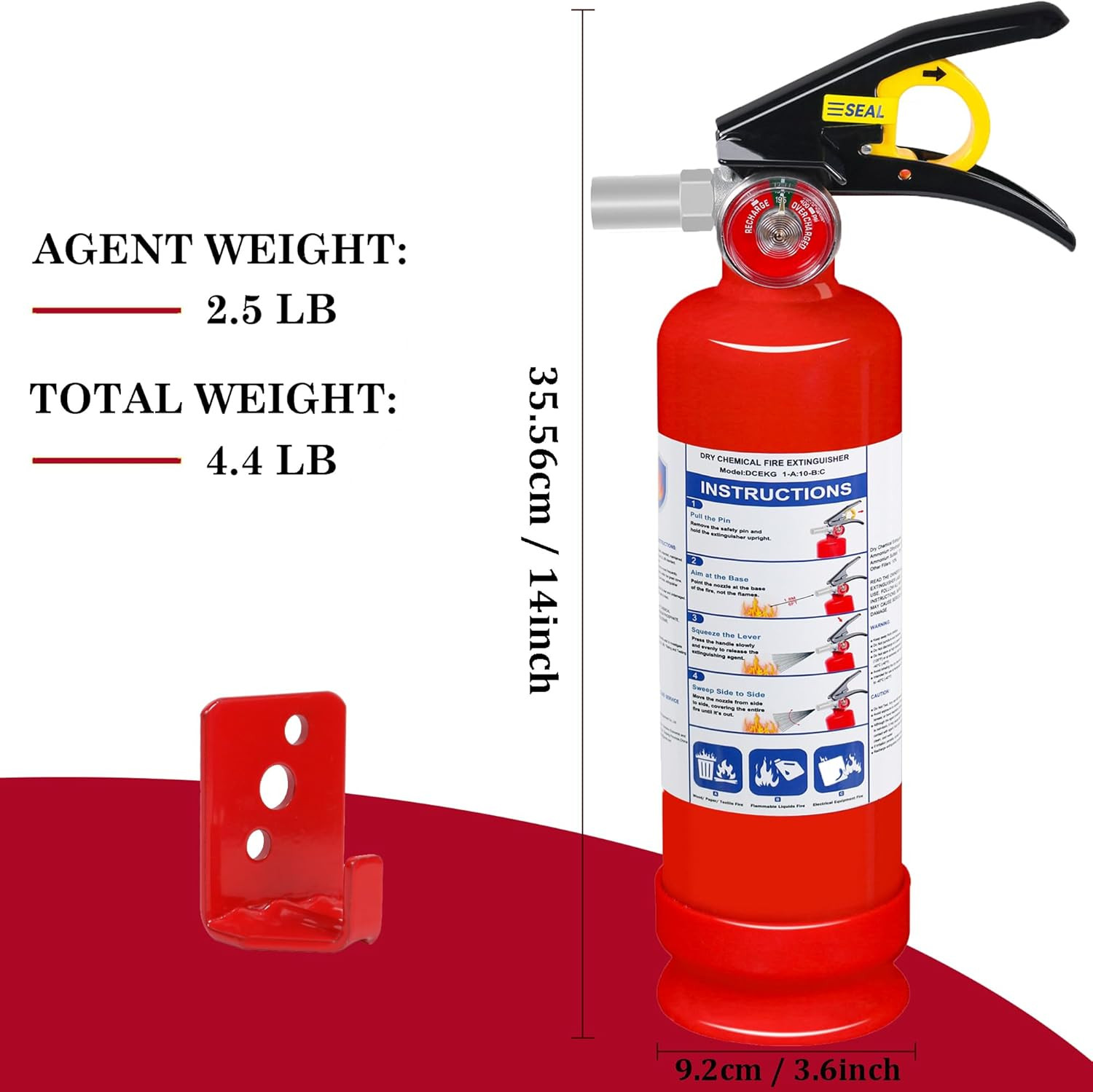 4-Pack ABC Dry Chemical Fire Extinguisher, 2.5 Lb 1A:10B:C Fire Extinguisher for