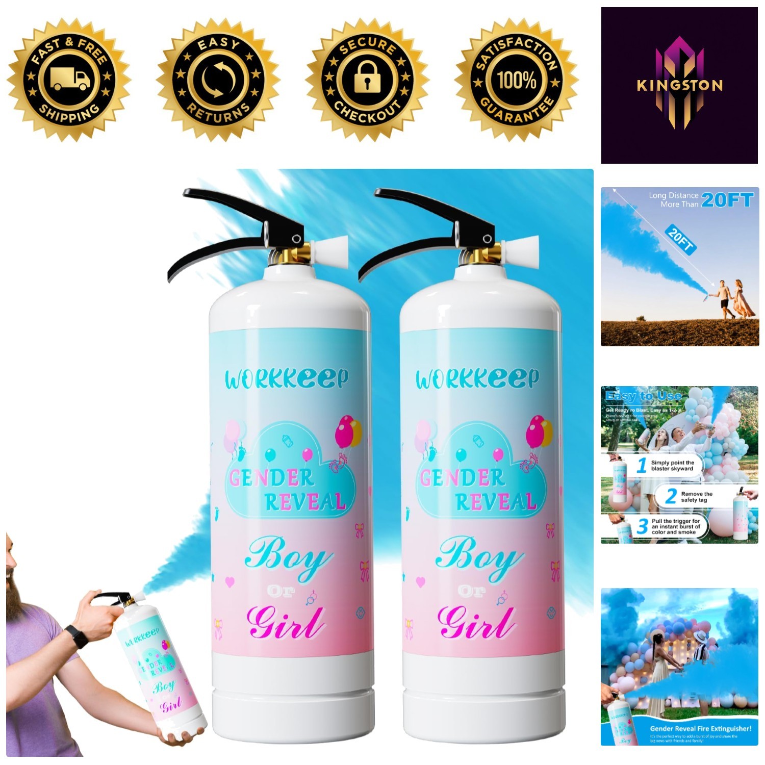 Eco-Friendly Giant Gender Reveal Fire Extinguisher Set – 20 Feet Blue Burst