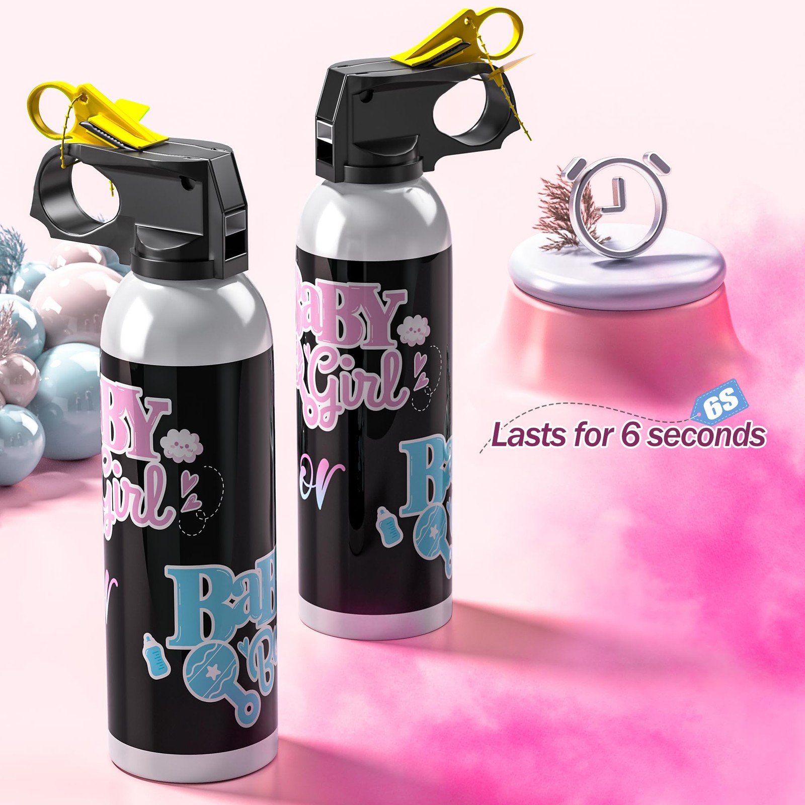 Gender Reveal Fire Extinguisher Color Blasters, 1 Pink Blaster, 1 Blue Blaster