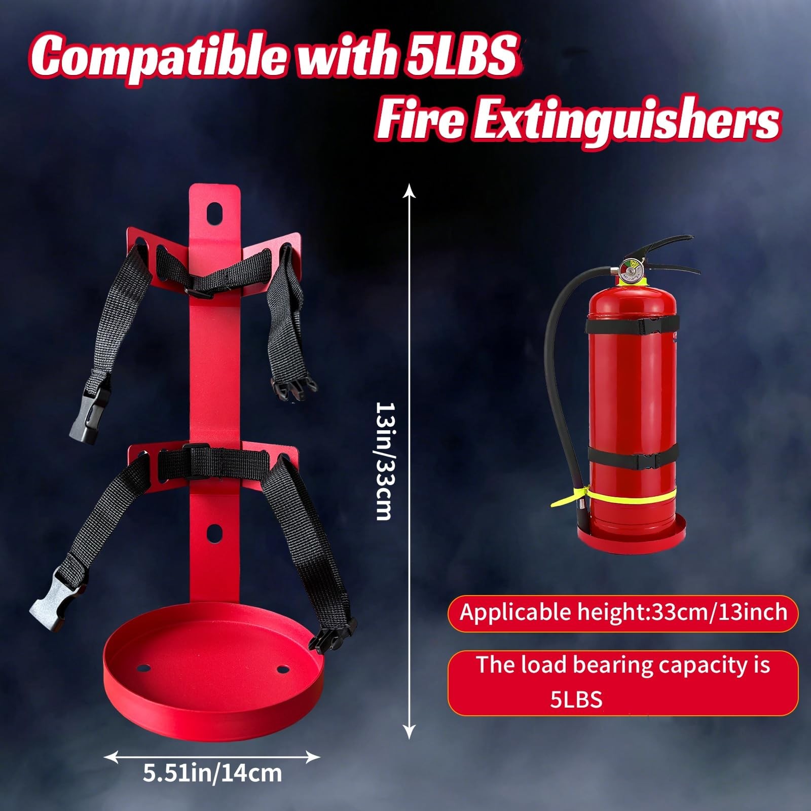 Wall Mounted Fire Extinguisher Mount Bracket For 5 Pound Home Car RV Truck