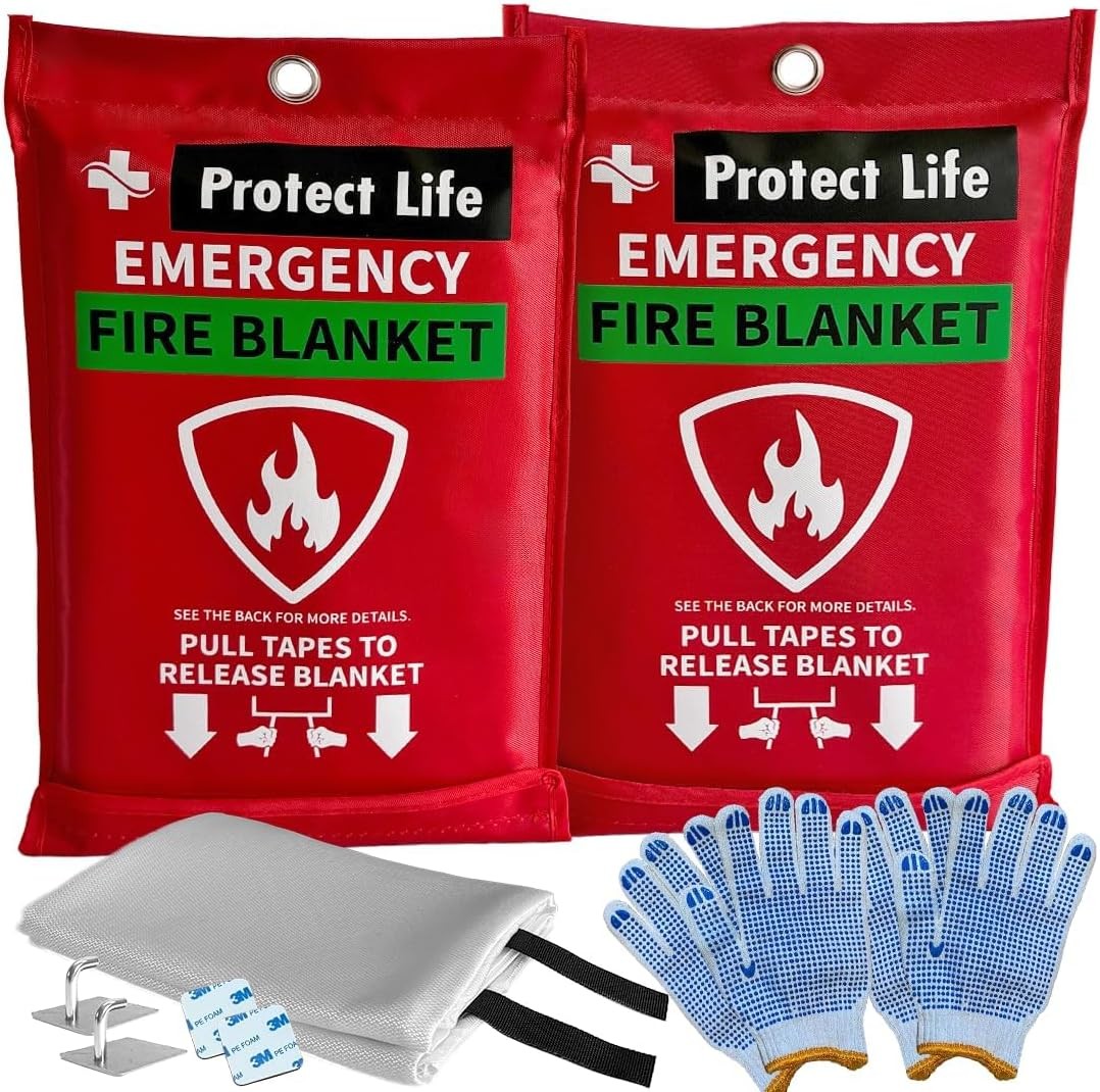 Emergency Fire Blanket 2 Pack 40″x40″ Fiberglass Safety
