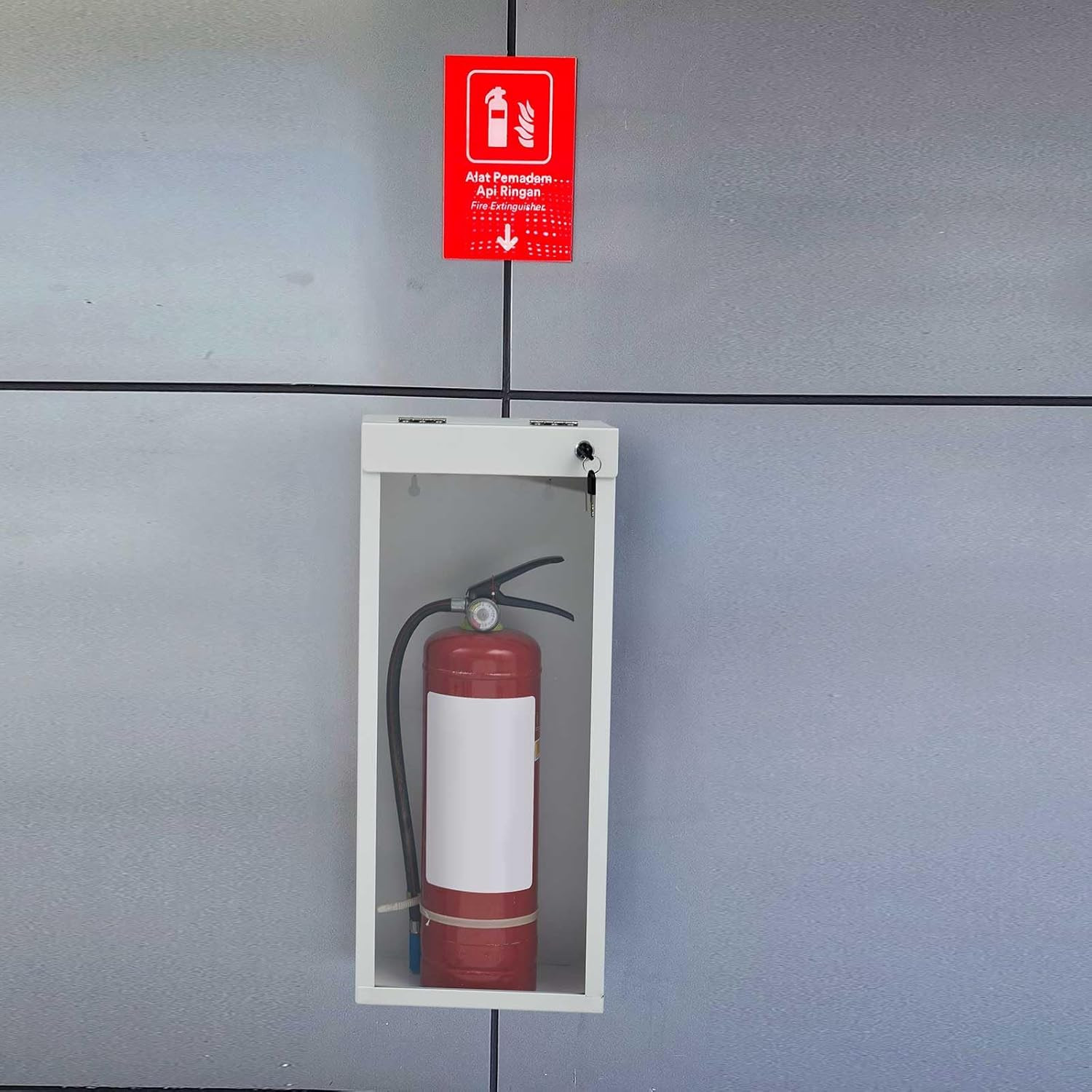 1 Pcs White Fire Extinguisher Cabinet Wall & Surface Mount 24-3/4″ H X 10-1/4″ W