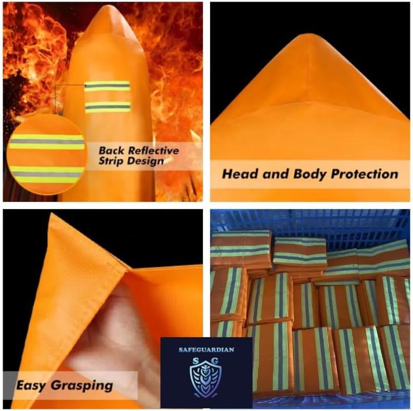 Fireproof Blanket Fire Cloak | Hooded Fire Blanket | Emergency Fire Blankets for