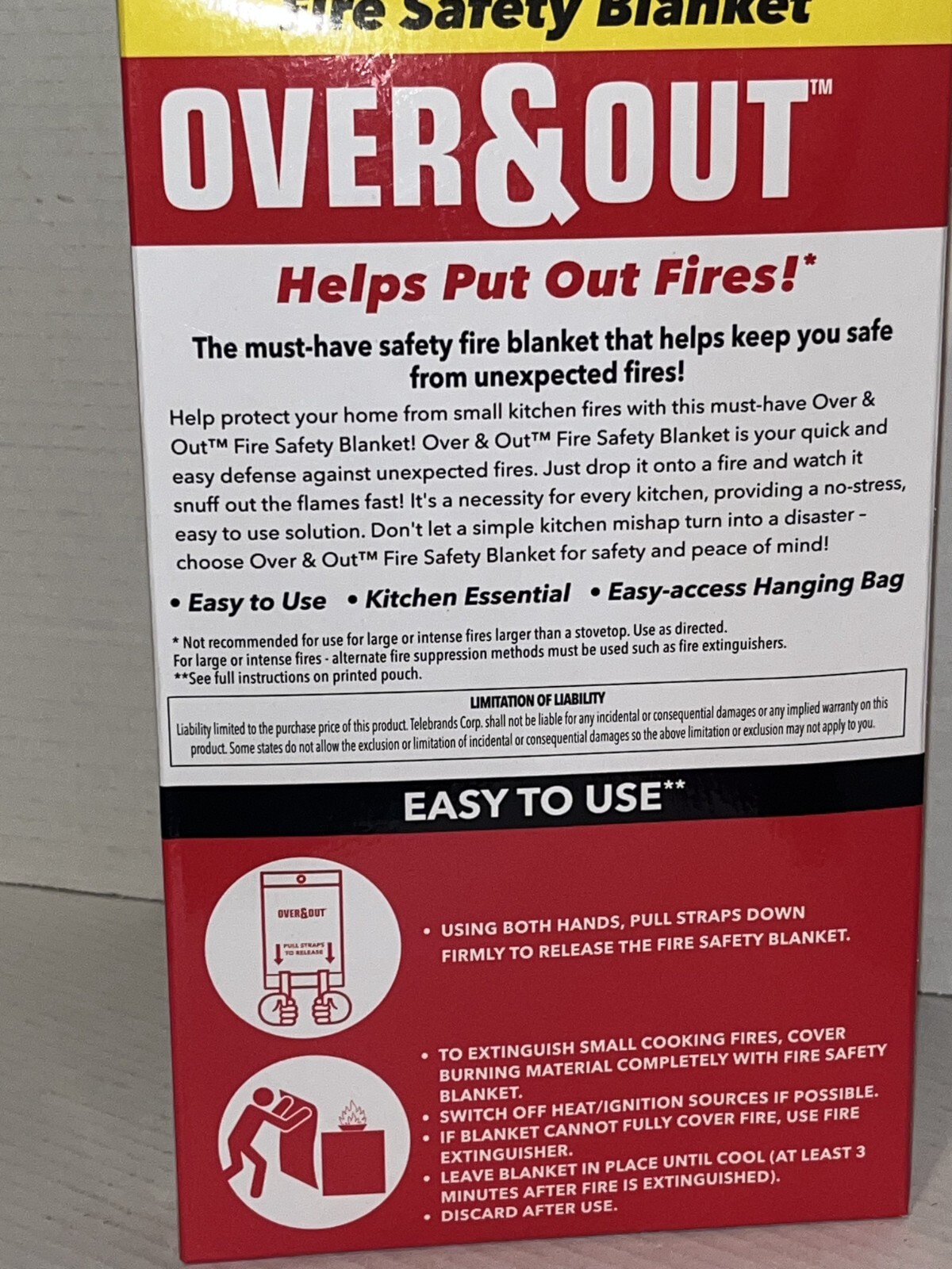 Over & Out Fire Safety Blanket 39.37 x 38.18 Kitchen Home Protection