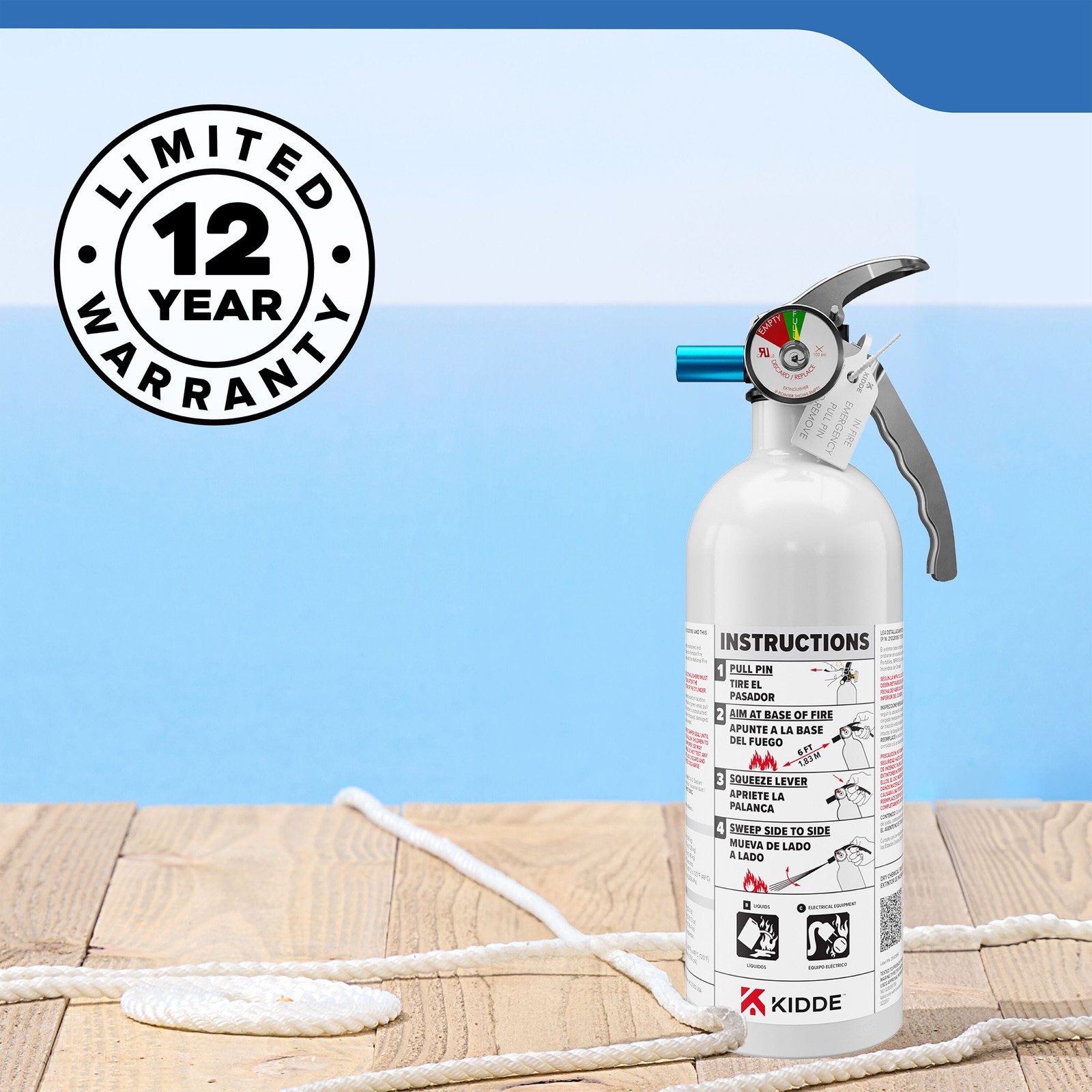 Kidde Mariner 5 Fire Extinguisher for Boats, Single-Use 5BC